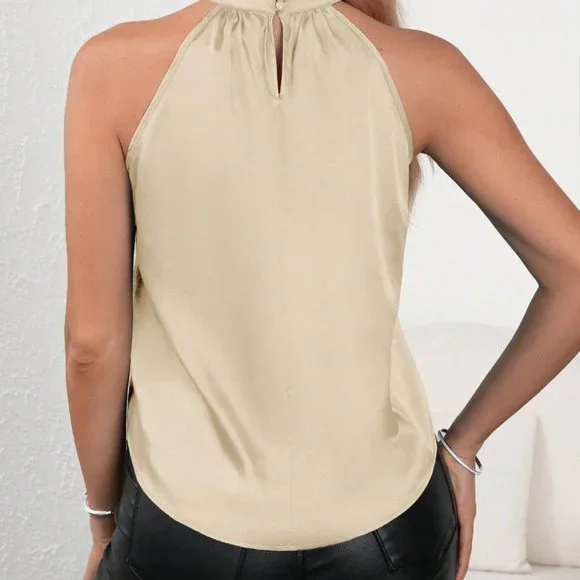 Halter Neck Satin Top, Tank tops for women, Satin Blouse - Picture 3 of 5